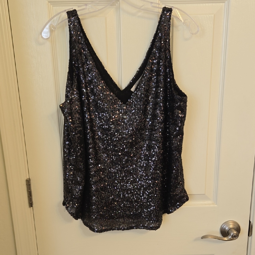 LOFT Black Sequin Camisole
